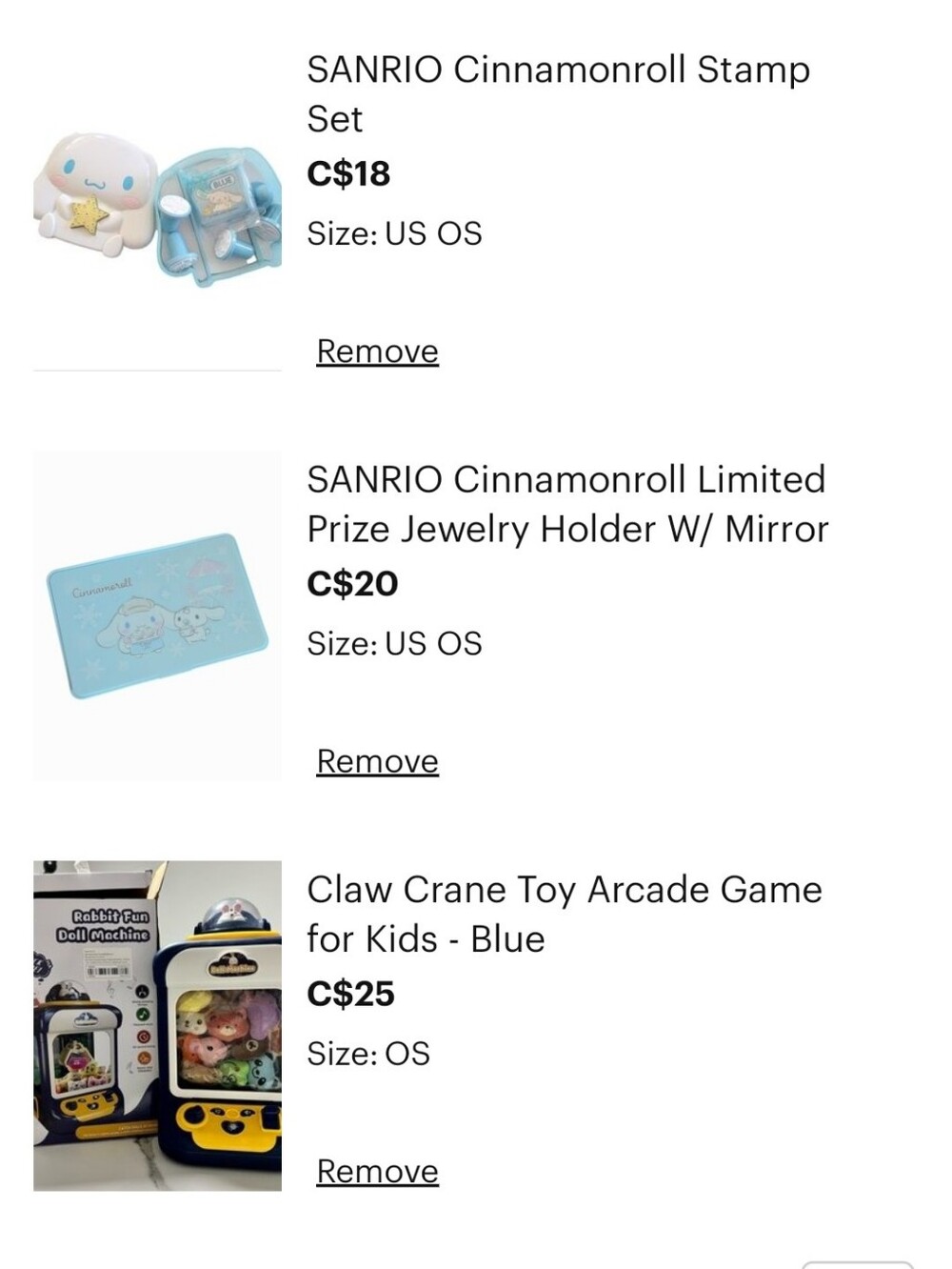 Claw Crane Toy And SANRIO goods Combi